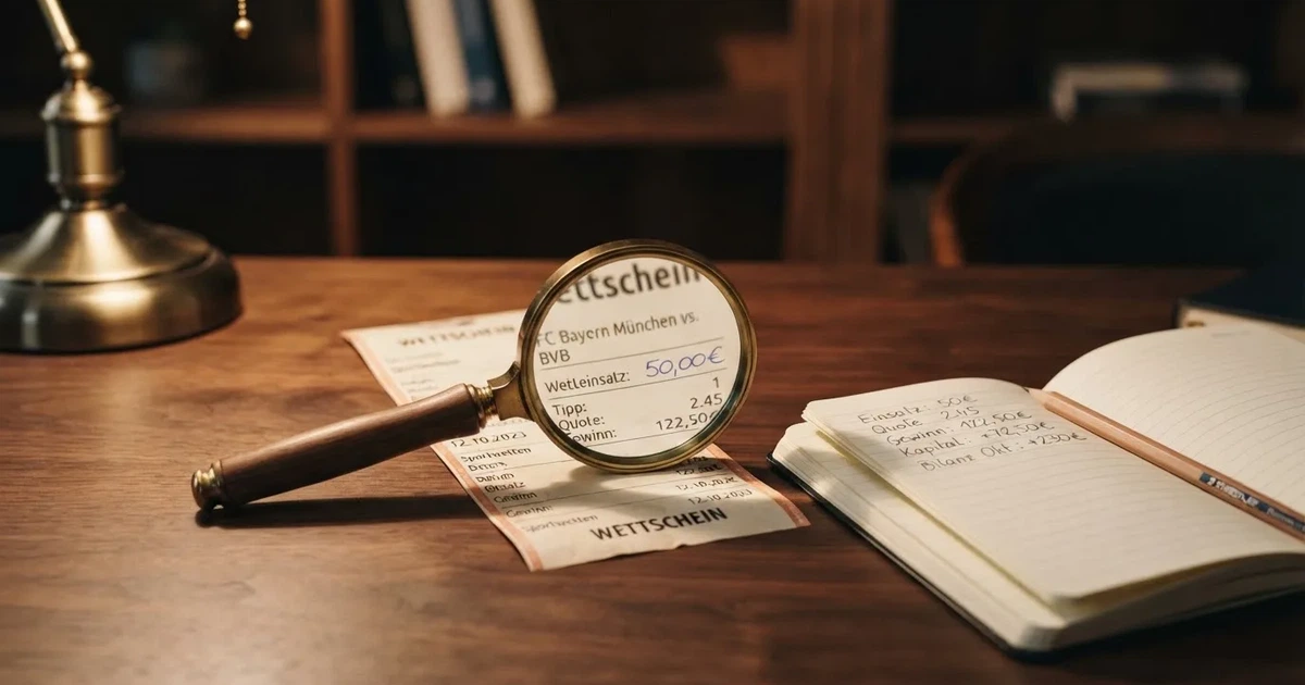 Eine Lupe liegt über einem leeren Blatt Papier neben einem Bleistift und einem Taschenrechner auf einem Schreibtisch.